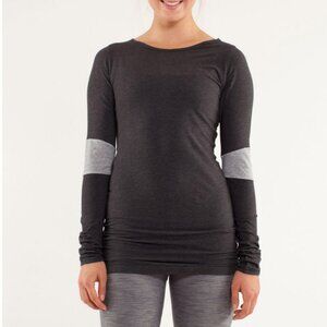 Lululemon Devotion Long Sleeve Tee Heathered Black/Heathered Silver Slate 8